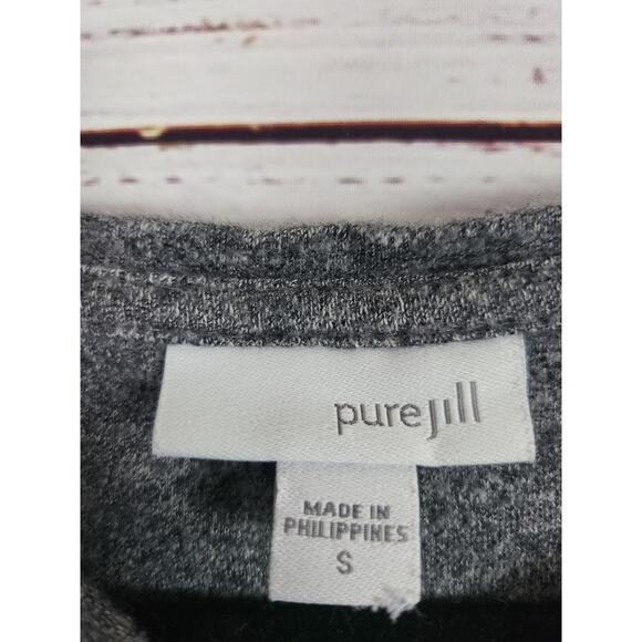 J.Jill Pure Jill 100% Cotton Mini Dress S Womens Gray Long Sleeve Pockets - Picture 4 of 6